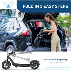 Hiboy X300 Electric Scooter, 700W Peak Motor, 12" Pneumatic Tires, 23 Mph & 38 Miles Range, Folding Commuter Electric Scooter for Adults - Image 3