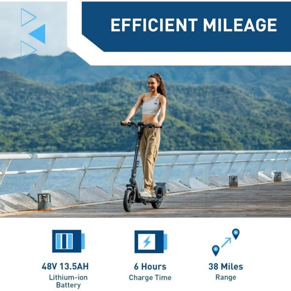 Hiboy X300 Electric Scooter, 700W Peak Motor, 12" Pneumatic Tires, 23 Mph & 38 Miles Range, Folding Commuter Electric Scooter for Adults - Image 7